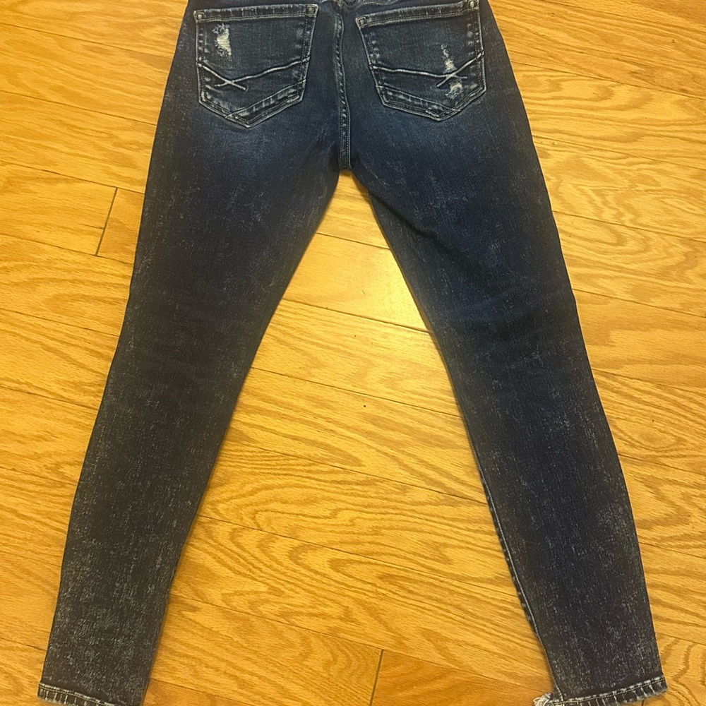BKE Dark Blue Distressed Skinny Jeans - Picture 2 of 4